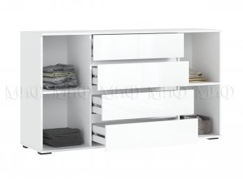 Комод 2 двери 4 ящика (1600) Норд, белый (Миф) в Асбесте - asbest.mebel-e96.ru