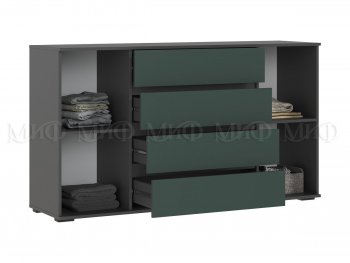 Комод 2 двери 4 ящика (1600) Норд, графит/изумруд (Миф) в Асбесте - asbest.mebel-e96.ru