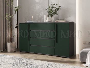 Комод 2 двери 4 ящика (1600) Норд, графит/изумруд (Миф) в Асбесте - asbest.mebel-e96.ru