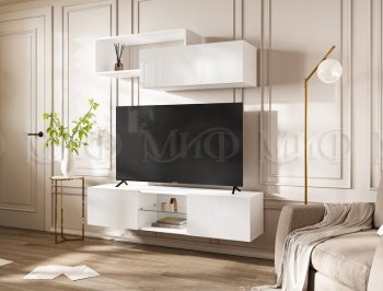 Стенка Норд-1 белый глянец (Миф) в Асбесте - asbest.mebel-e96.ru