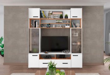Мини-стенка ОГЦС-1 Оскар-18 белый/золотой (Текс) в Асбесте - asbest.mebel-e96.ru