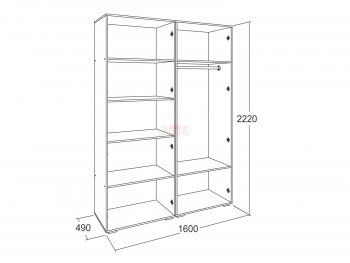 Шкаф 1600 мм Ольга-17 в Асбесте - asbest.mebel-e96.ru