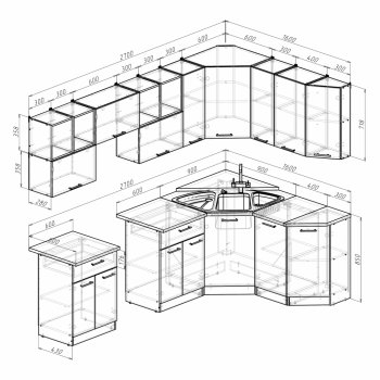 Кухонный гарнитур Ольга оптима 5 2700х1600 мм (Герда) в Асбесте - asbest.mebel-e96.ru