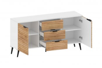 Тумба 2дв.3ящ. Ома ТБ-3609 Белый/Дуб Тортуга (СанТан) в Асбесте - asbest.mebel-e96.ru