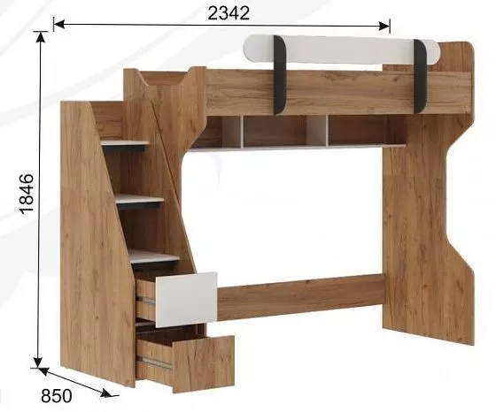 Кровать-чердак Омега-3 в Асбесте - asbest.mebel-e96.ru