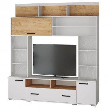 Мини-стенка ОГЦС-2 Оскар-18 белый/крафт (Текс) в Асбесте - asbest.mebel-e96.ru