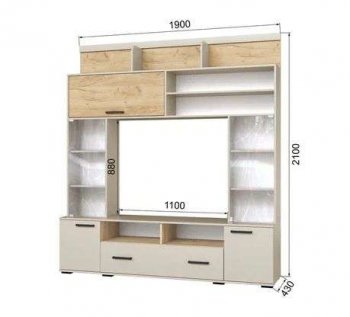 Мини-стенка ОГЦС-2 Оскар-18 кашемир/крафт (Текс) в Асбесте - asbest.mebel-e96.ru