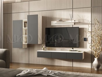 Стенка Оскар комп.2 крафт белый/графит (Миф) в Асбесте - asbest.mebel-e96.ru