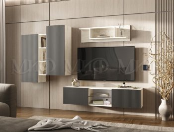 Стенка Оскар крафт белый/графит (Миф) в Асбесте - asbest.mebel-e96.ru