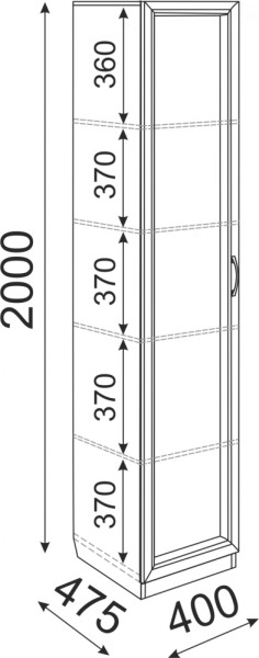 Пенал Остин М03 полки 400 (Риннер) в Асбесте - asbest.mebel-e96.ru