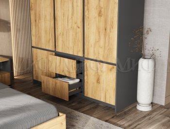 Спальный гарнитур Остин крафт/графит, модульный (Миф) в Асбесте - asbest.mebel-e96.ru