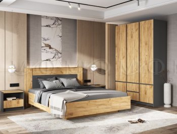 Спальный гарнитур Остин крафт/графит, модульный (Миф) в Асбесте - asbest.mebel-e96.ru
