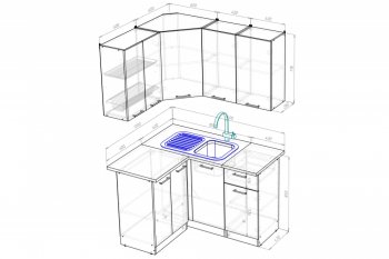 Кухонный гарнитур Паола прайм 1200х1400 мм (Герда) в Асбесте - asbest.mebel-e96.ru