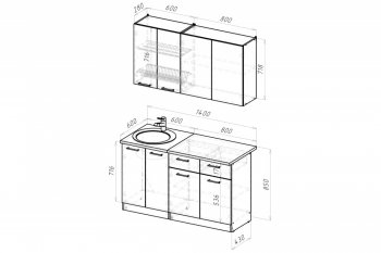 Кухонный гарнитур Паола медиум 1400 мм (Герда) в Асбесте - asbest.mebel-e96.ru