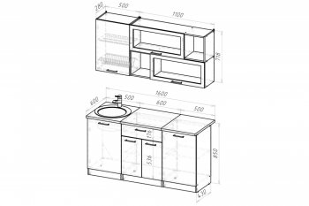 Кухонный гарнитур Паола стандарт 1600 мм (Герда) в Асбесте - asbest.mebel-e96.ru