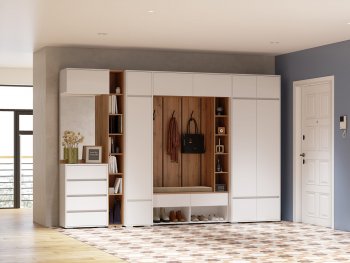 Прихожая Прага модульная, белый (Handis) в Асбесте - asbest.mebel-e96.ru