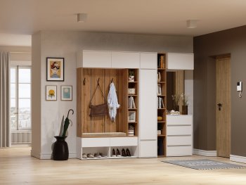 Прихожая Прага модульная, белый (Handis) в Асбесте - asbest.mebel-e96.ru