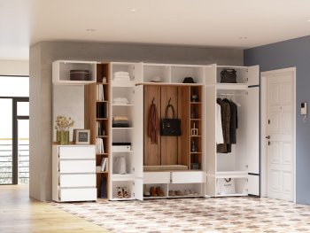 Прихожая Прага модульная, белый (Handis) в Асбесте - asbest.mebel-e96.ru