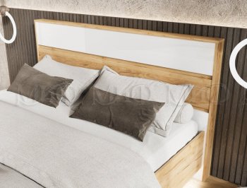 Кровать парящая Роджина с подсветкой, крафт/белый (Миф) в Асбесте - asbest.mebel-e96.ru