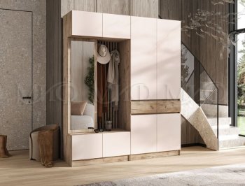 Прихожая Роджина крафт серый/кашемир, модульная (Миф) в Асбесте - asbest.mebel-e96.ru