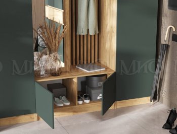 Прихожая Роджина крафт/изумруд, модульная (Миф) в Асбесте - asbest.mebel-e96.ru