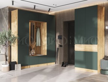 Прихожая Роджина крафт/изумруд, модульная (Миф) в Асбесте - asbest.mebel-e96.ru