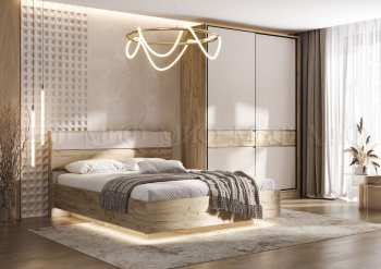 Спальный гарнитур Роджина крафт серый/кашемир, модульный (Миф) в Асбесте - asbest.mebel-e96.ru