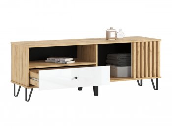 Тумба ТВ (1500) Роджина крафт/белый (Миф) в Асбесте - asbest.mebel-e96.ru