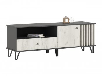 Тумба ТВ (1500) Роджина крафт белый/графит (Миф) в Асбесте - asbest.mebel-e96.ru