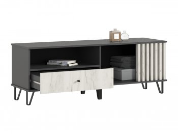 Тумба ТВ (1500) Роджина крафт белый/графит (Миф) в Асбесте - asbest.mebel-e96.ru