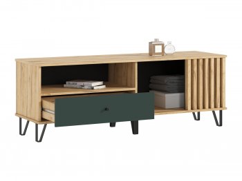 Тумба ТВ (1500) Роджина крафт/изумрудный (Миф) в Асбесте - asbest.mebel-e96.ru