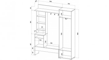 Прихожая Сабрина Дуб вотан/графит (Лин) в Асбесте - asbest.mebel-e96.ru