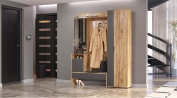 Прихожая Сабрина Дуб вотан/графит (Лин) в Асбесте - asbest.mebel-e96.ru