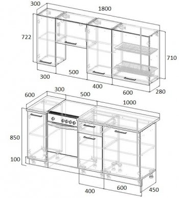 Кухонный гарнитур Элеганция 1800 мм в Асбесте - asbest.mebel-e96.ru