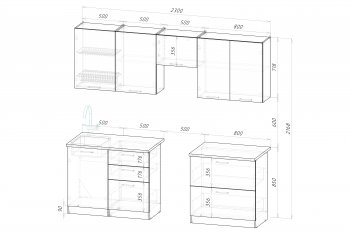 Кухонный гарнитур Шелли макси 2300 мм (Герда) в Асбесте - asbest.mebel-e96.ru