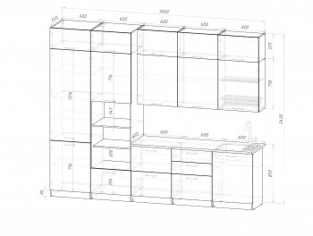 Кухонный гарнитур Шелли макси 3000 мм (Герда) в Асбесте - asbest.mebel-e96.ru