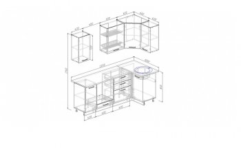 Угловой кухонный гарнитур Жемчуг 2200*1000 мм в Асбесте - asbest.mebel-e96.ru