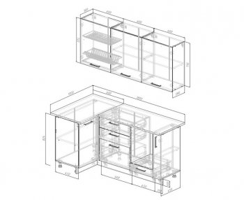 Угловой кухонный гарнитур Санторини МДФ 1800х1000 мм в Асбесте - asbest.mebel-e96.ru