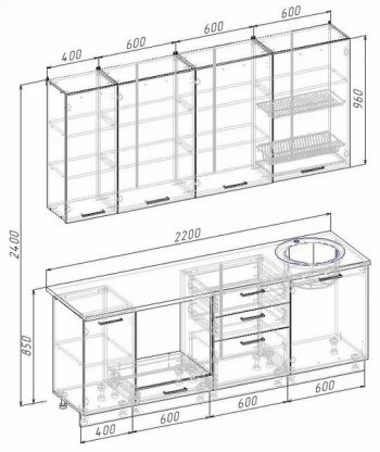 Кухонный гарнитур Трансильвания 2200 мм (Санвут) в Асбесте - asbest.mebel-e96.ru