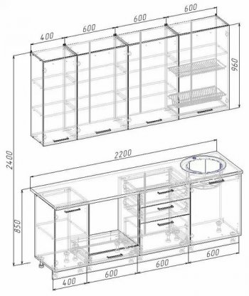 Кухонный гарнитур Муссон 2200 мм в Асбесте - asbest.mebel-e96.ru