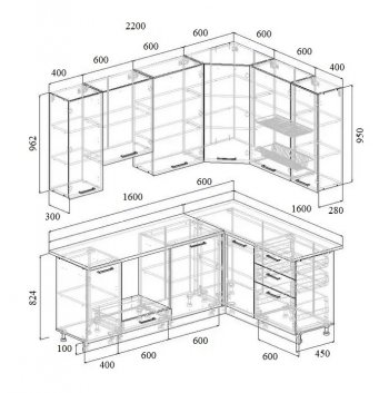 Угловой кухонный гарнитур Роза 2200*1600 мм Sanvut в Асбесте - asbest.mebel-e96.ru