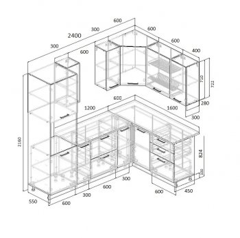 Угловой кухонный гарнитур Фьюжн 2400*1600 мм Sanvut в Асбесте - asbest.mebel-e96.ru