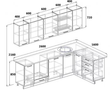 Угловой кухонный гарнитур Роза 2600*1600 мм Sanvut в Асбесте - asbest.mebel-e96.ru