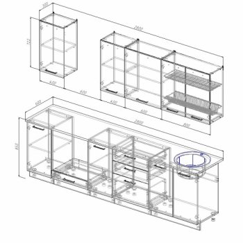 Кухонный гарнитур Латте 2800 мм в Асбесте - asbest.mebel-e96.ru