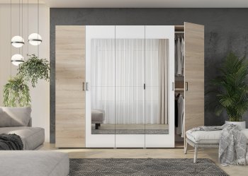 Шкаф распашной 5ств 2500 мм с зеркалом (Гор) в Асбесте - asbest.mebel-e96.ru