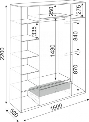 Шкаф 4-х створчатый Глэдис 1600 (модуль 24) в Асбесте - asbest.mebel-e96.ru