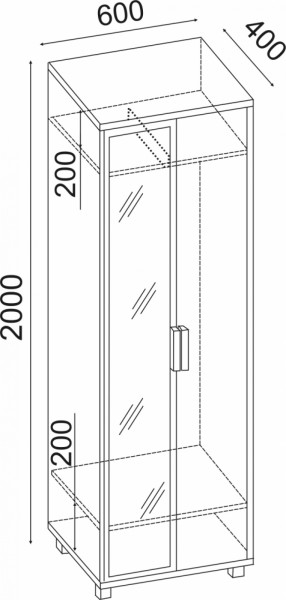 Шкаф 600 с зеркалом West (Риннер) в Асбесте - asbest.mebel-e96.ru