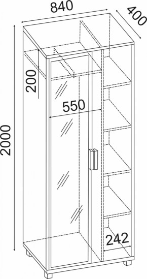 Шкаф 800 с зеркалом West (Риннер) в Асбесте - asbest.mebel-e96.ru