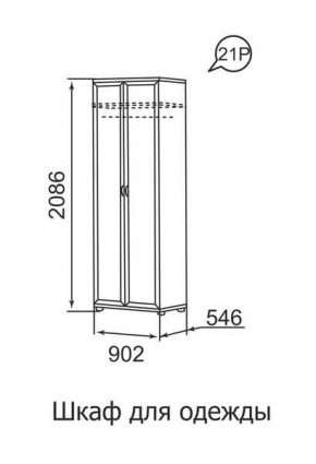 Шкаф для одежды 2-х дверный Ника-Люкс 21 в Асбесте - asbest.mebel-e96.ru