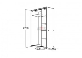 Шкаф для платья и белья Мираж 15.1 (620) в Асбесте - asbest.mebel-e96.ru